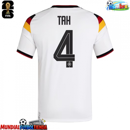 Camiseta Alemania Jonathan Tah #4 Primera Equipación Replica Mundial 2026 mangas cortas